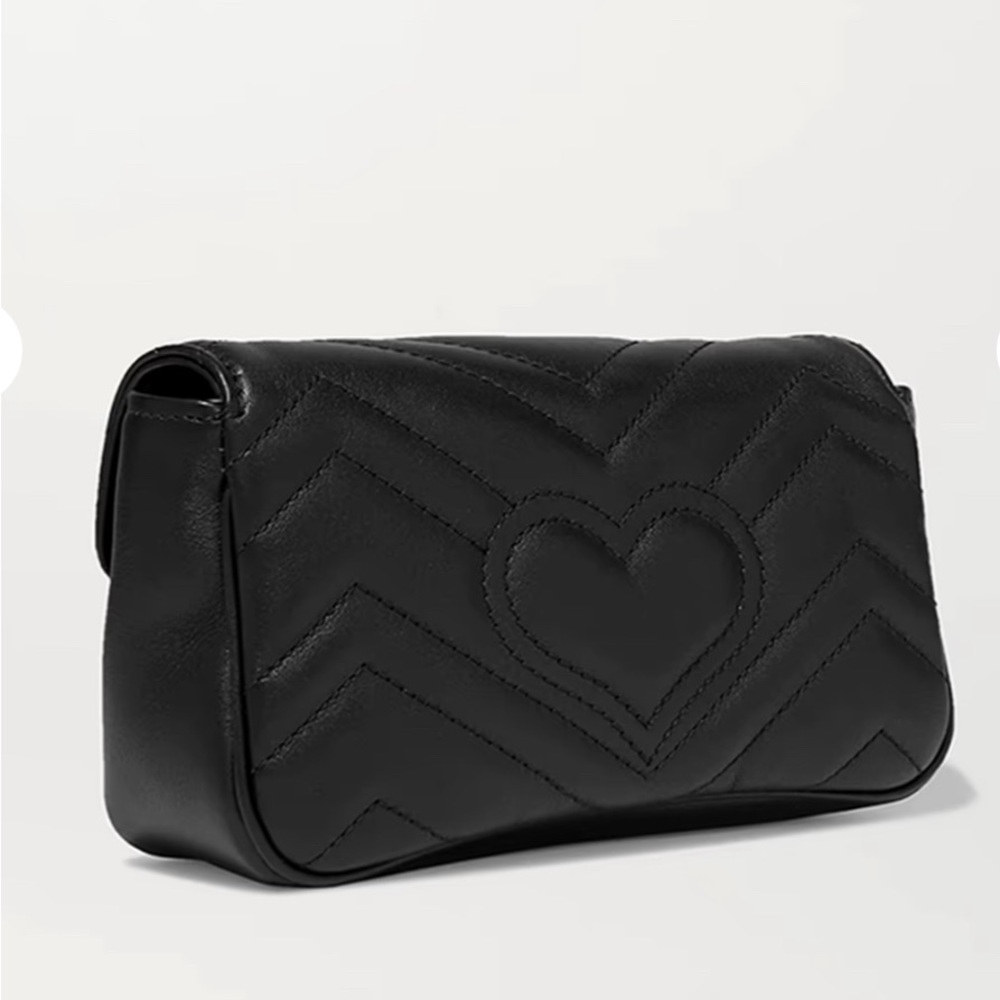 Gucci GG Marmont Mini Quilted Black Leather Shoulder Bag - Picture 3 of 16